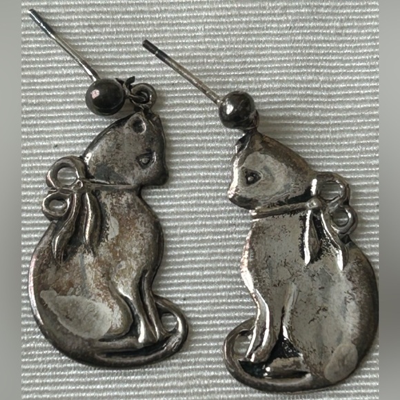 Vintage Jewelry - Vintage Cat Sterling Silver 925 Earrings